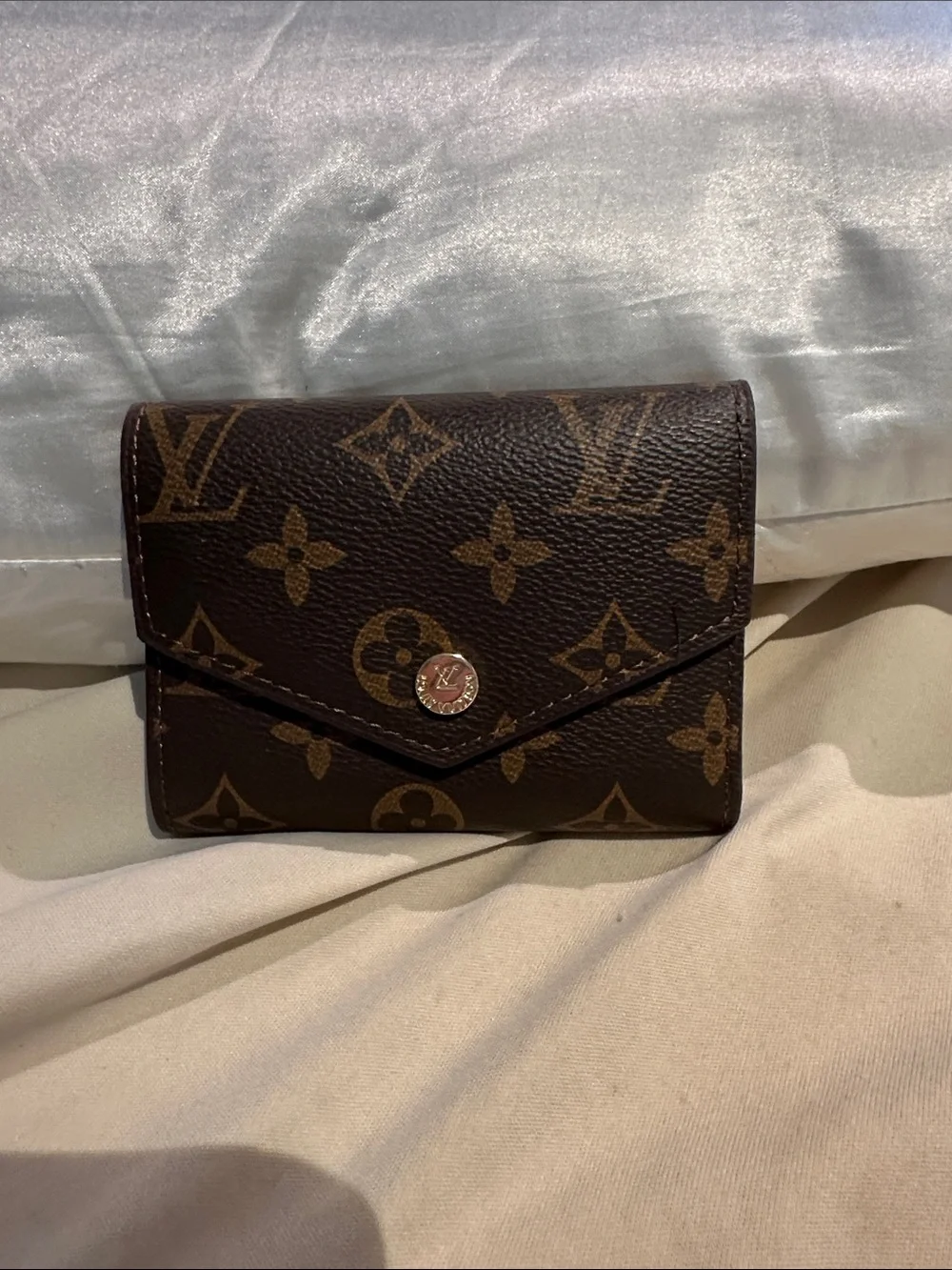 Monogram Envelope Wallet in Brown and Gold